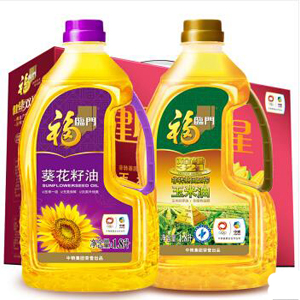 中粮福临门食用油礼盒葵籽油玉米油组合1.8L*2瓶